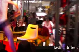 LESBIANTRIBE hot Lesbian party threesome in night club