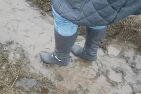 Gray Boots Muddy Walk