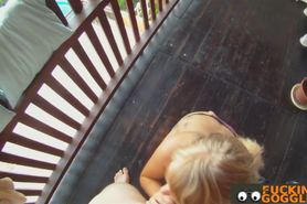 Blonde Blows and Fucks on a Balcony