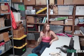 Busty brunette gets fucked at the office