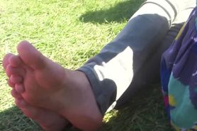 Perfect Candid And Aware Teen Feet Super Close With Face Shot