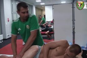 Hot straight soccer massage