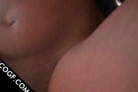 Busty Choco girl gets peachy cunt nailed on sofa