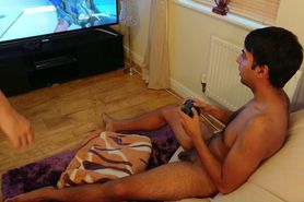 Playstation Overwatch Gaming with Interracial and Swallow