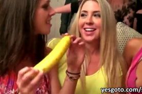 Bunch of kinky college hotties party leads into group sex