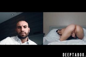 DEEP TABOO - Sexy Athena Faris webcam masturbation while bald stud watches