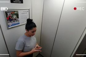 two hot girls stuck in the elevator having public sex