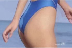Aya Kawasaki High Cut Blue Swimsuit [ Softcore ]