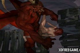 3D redhead babe getting fucked by a winged demon