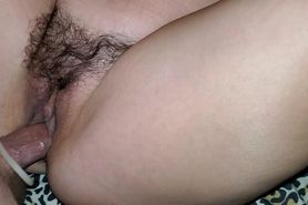 Doing my best to impregnate Bellas hairy milf pussy!