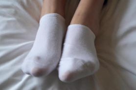 Asian girl barefoot and socks