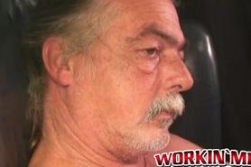WORKIN MEN VIDEOS - Older amateur man with small dick barely cums from jerking