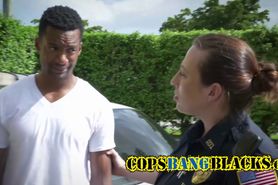 Busty cops pleasured by black guy