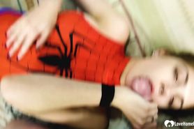 LOVEHOMEPORN - Kinky stepsister in a spiderman outfit gets creamed