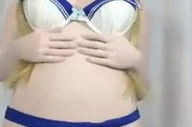 Kigurumi shaking her tits