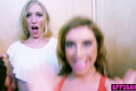 Hot teen and her BFFs celebrating birthday with cocks