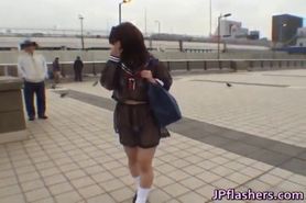 Mikan Cute Asian student flashes her part4