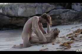 Extreme art sex of horny couple on beach