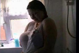 Mature With Big Saggy Tits in Shower