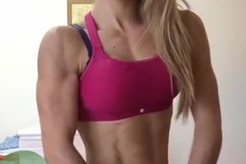 Fitness teem Giusy Settembre stripping and flexing her ripped body