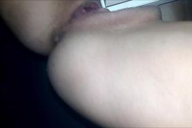 Horny teen vibrates her pussy before taking my cock