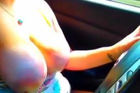 Driving with boobs out