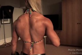 Fbb shows off her sexy back muscles