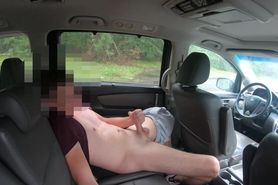 RISKY - TEEN BOY JERK OFF IN A CAR PARKING WHEN THE CAR'S DOOR OPEN