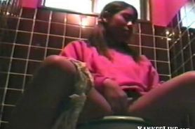 Black teen caught masturbating on the toilet hidden cam - video 1