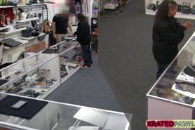 Lesbian Couple gets fucked hard in the pawnshop