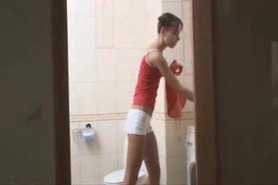 Brother and his girl in toilette