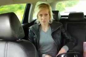 Blonde gets fucked and facial cumshot beside taxi
