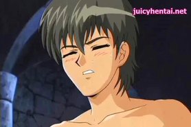 Two hot hentai cuties sharing a big cock.