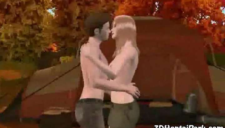 3d Kissing Porn - 3d blonde with small tits kisses her boyfriend in a forest TNAFlix Porn  Videos