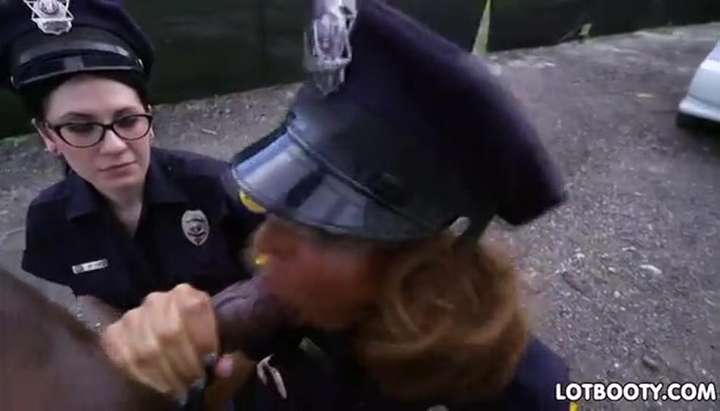Interracial Police - Two big ass female police officers get interracial fucked Porn Video -  Tnaflix.com