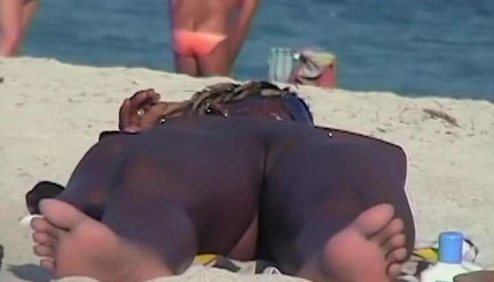 Hot beach handjob scene of tantalizing naked woman jerking husband.s penis  TNAFlix Porn Videos