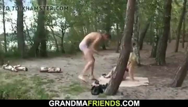 Blonde Granny Threesome - Old blonde granny and boys teen outdoor threesome TNAFlix Porn Videos