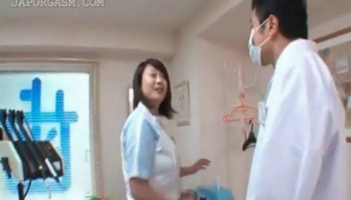 Japanese chesty nurse seducing the doctor at work - video 3 - Tnaflix.com