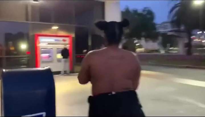 Black woman big boobs topless in public ATM Porn Video - Tnaflix.com