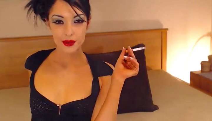 Gorgeous brunette girl smoking with red lipstick - Tnaflix.com, page=2