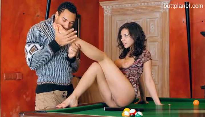 Table Pool - Sexy brunette chick sex on pool table - Tnaflix.com