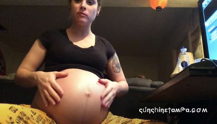 Eating Pregnant Belly Nude - Gorgeous Pregnant Girl Eats and Plays with Big Belly - Tnaflix.com