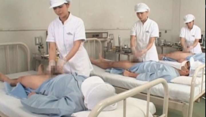 Hot asian nurse babe gives handjob