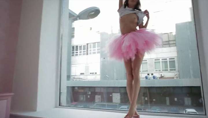Beautiful Sveta dancing wearing a pink ballerina tutu dress - Tnaflix.com