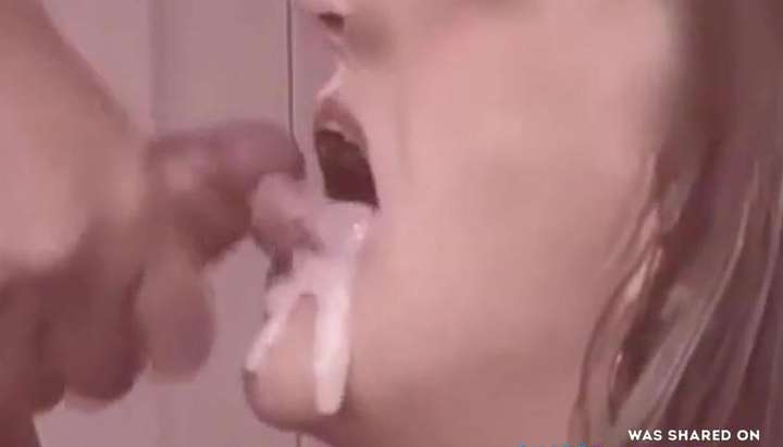 Girl blowjob to creamy cum in mouth from 2 angles - Tnaflix.com