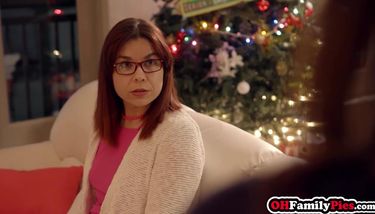 Dirty guy surprised Asian with huge present but his stepsis also ...