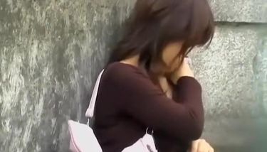 Tight brown-haired gal gets really surprised during public sharking action