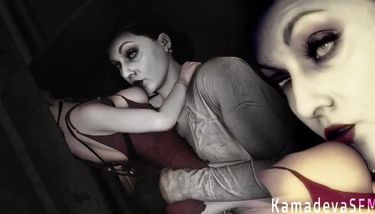 lady dimitrescu toying with the spy in the red dress ada wong ...