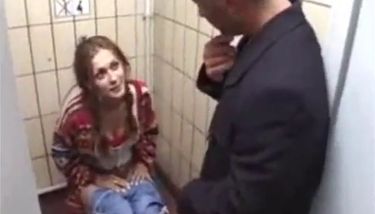 Busty slim German Teen in public bathroom www.hdgermanporn.com ...