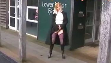 British Slut BBW Housewife In Black Stockings Is Out In Public Fl ...